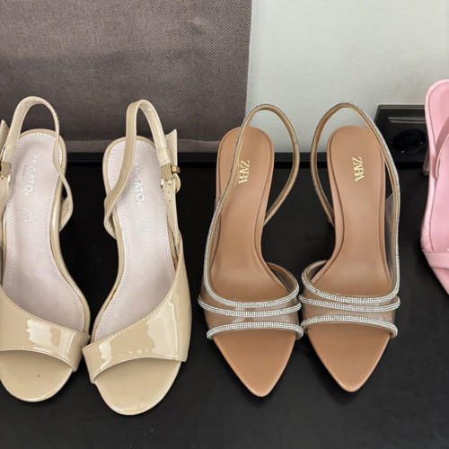 Women's high-heeled sandals, assorted colors and designs, size 36