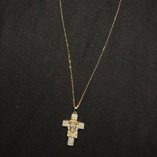 Steel gold cross with diamonds new