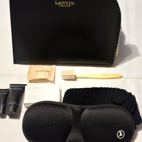 Lanvin men's toiletry bag new with travel cosmetics, black-brown