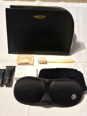 Lanvin men's toiletry bag new with travel cosmetics, black-brown