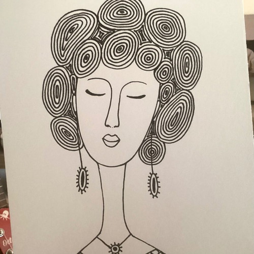 Woman Hand-Drawn Sketch on Acid Free Watercolor Paper 14.1x21cm New