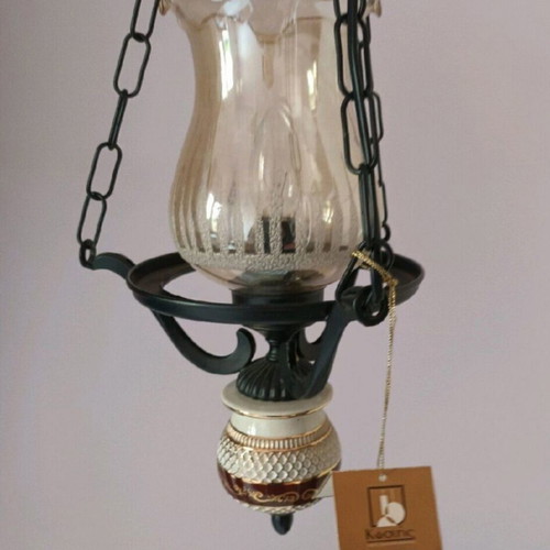 Porcelain Ceiling Light used, hand-painted, 55 cm height