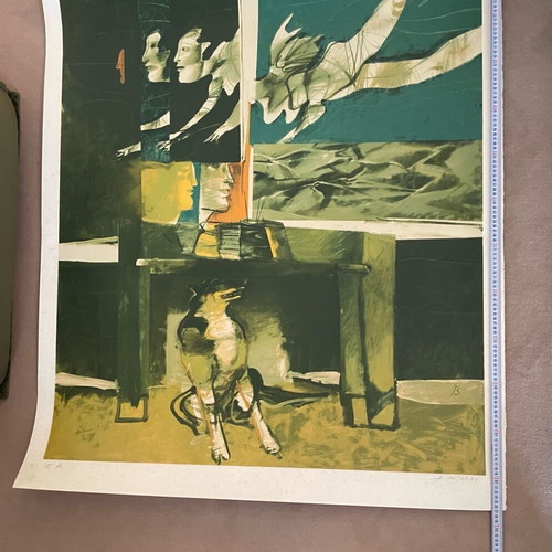 Silk Screen Print by D. Mytaras used, large composition
