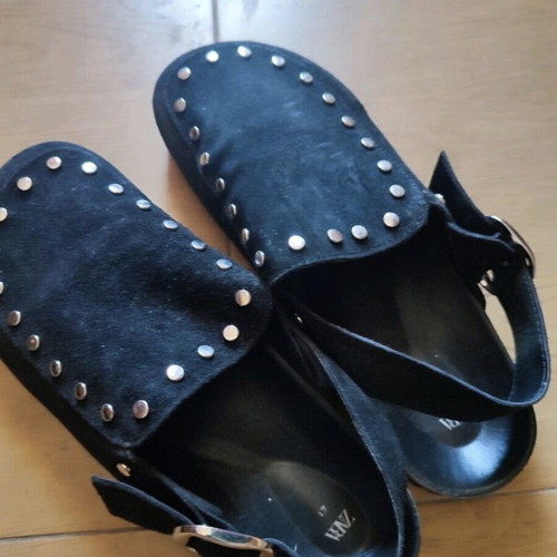 Zara black leather sabots size 41 like new with studs