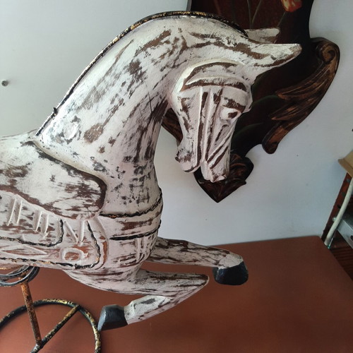 Large vintage wooden decorative horse