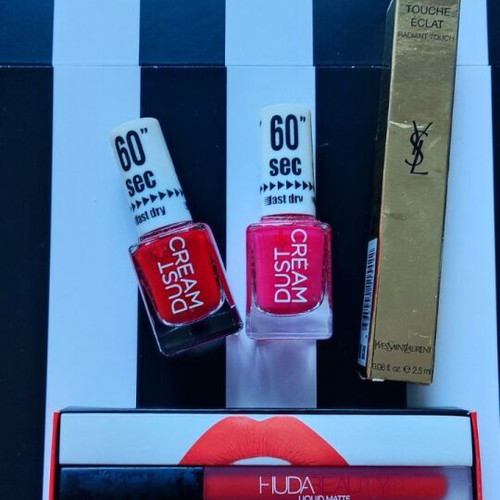 Cosmetics pack 5 pieces with Yves Saint Laurent and Huda Beauty
