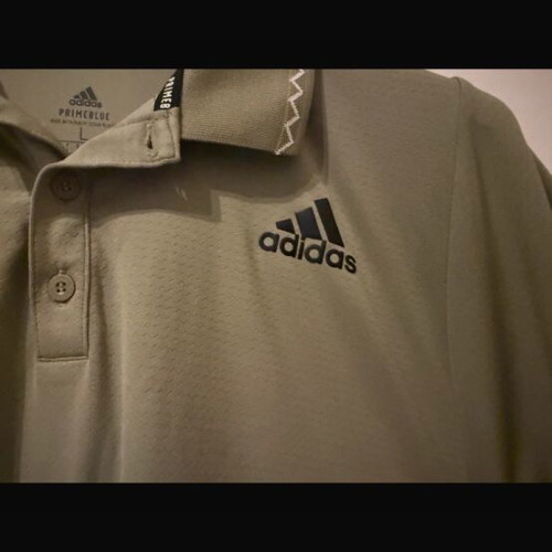 Adidas khaki tennis polo shirt like new, large