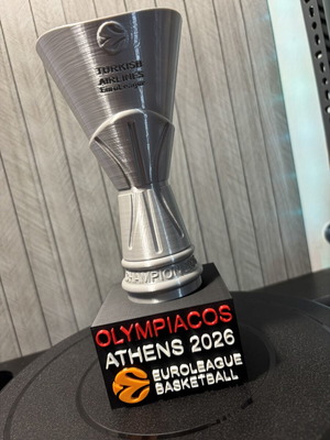 Τρόπαιο EuroLeague Ολυμπιακός 2026 3D printed συλλεκτικό Silk Silver