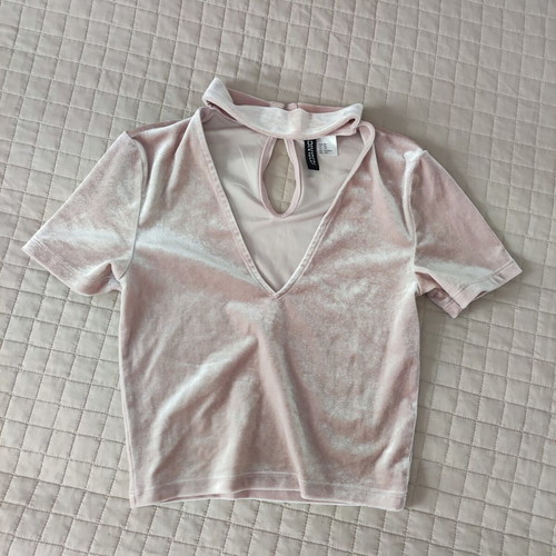 H&M velvet blouse, pink, XS