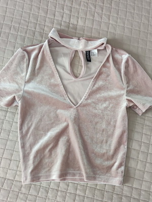 H&M velvet blouse, pink, XS