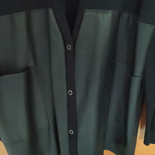 Zara black women's cardigan, half knit half suede, snap buttons, 2 front pockets