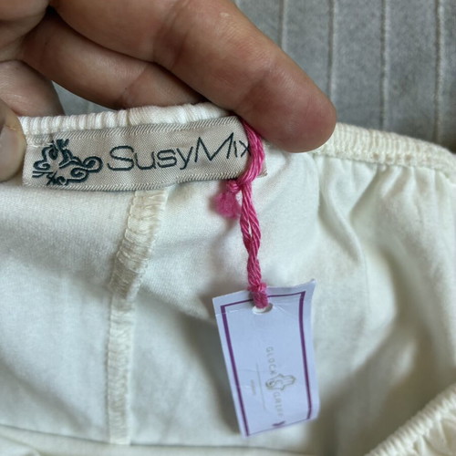 Susy Mix Off-White Midi Dress New 100% Cotton Made in Italy