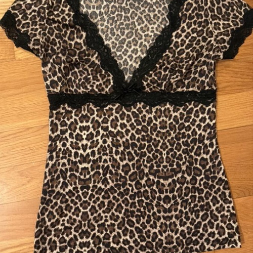 Just Cavalli leopard blouse with lace like new, size L