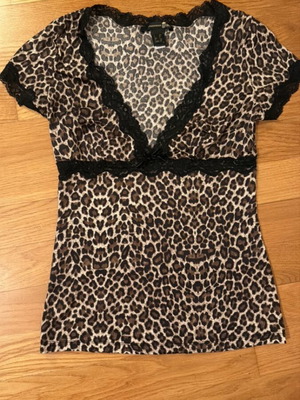 Just Cavalli leopard blouse with lace like new, size L