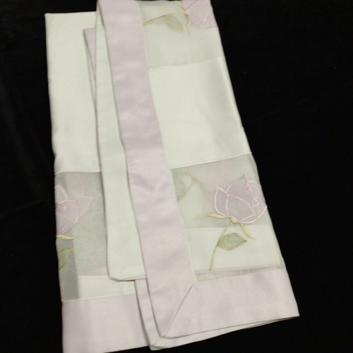 Romantic tablecloth with flowers used