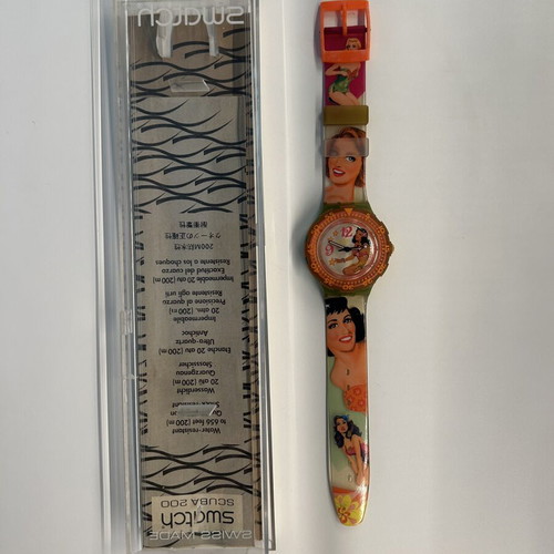 Swatch Scuba 200 Beach Virgin watch like new, colorful plastic strap