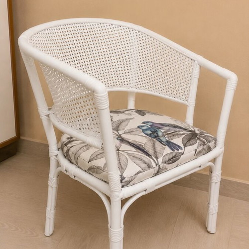 Boho furniture set from bamboo and rattan used, shelf, armchair, 2 nightstands