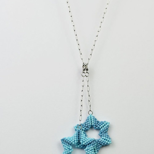 Necklace Two Stars in Blue made to order