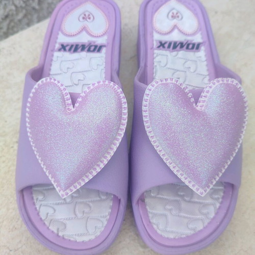Jomix slippers size 38 new, purple with hearts