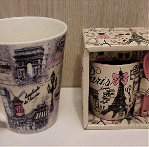 2 Κούπες μεγάλη & μικρή με κουταλάκι με σχέδια από το Παρίσι Paris