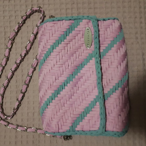 Crossbody bag new handmade lilac/turquoise with magnetic clip