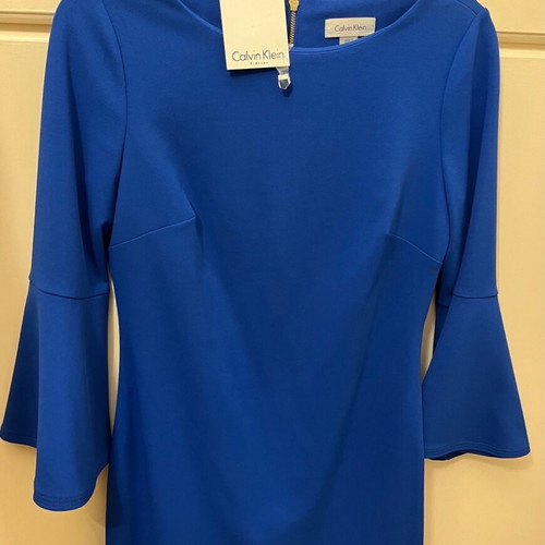 Calvin Klein dress blue new, size 4 with bell sleeve