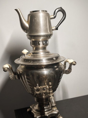Vintage Soviet electric samovar with teapot, functional