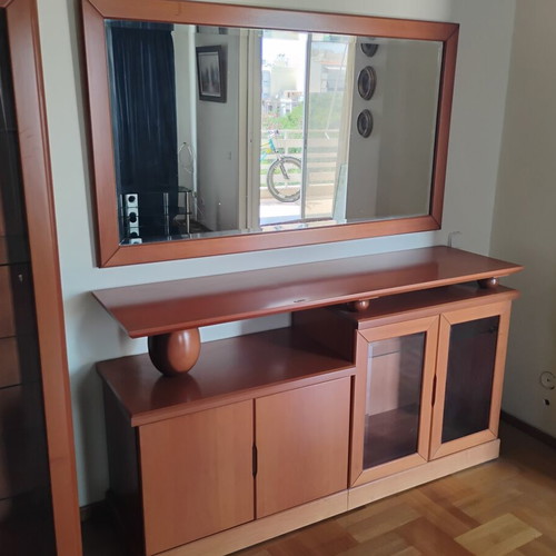 Living room furniture set cherry wood with lighting, like new