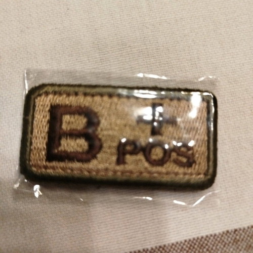 Blood type B+ patch new with velcro system