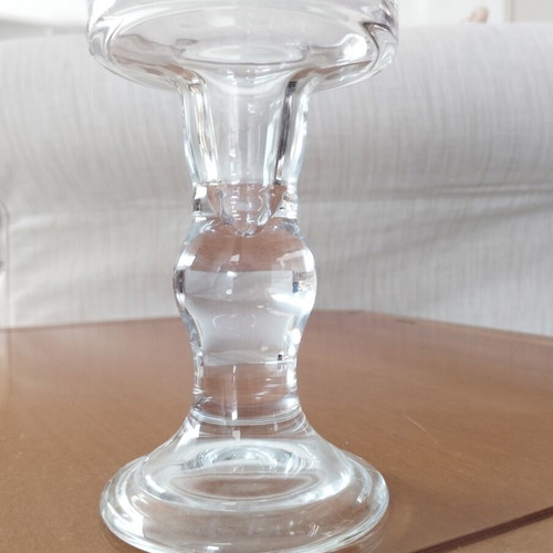 Classic Tall Glass Candlestick 14cm new, double use