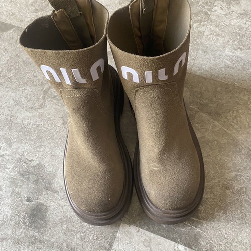 Miu Miu Suede Ankle Boots, taupe, EU 40