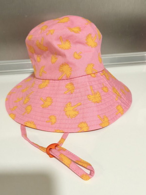 Γυναικείο bucket hat Zara ροζ με κίτρινους φοίνικες