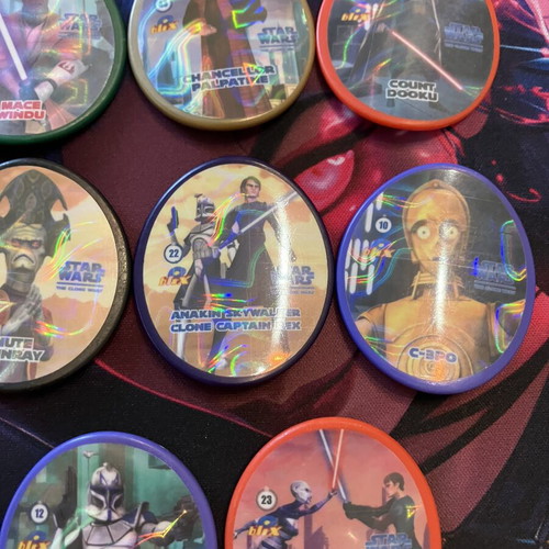 Star Wars The Clone Wars Blix Tazos holographic set, like new, 14 pcs
