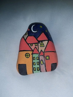 Decorative stone painted with tempera new