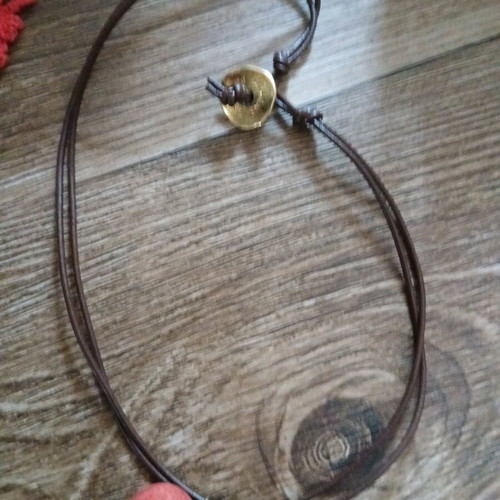 Leather necklace with semi-precious stone like new