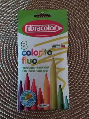Fibracolor Colorito Fluo Markers Set of 8, New, 3mm Tip