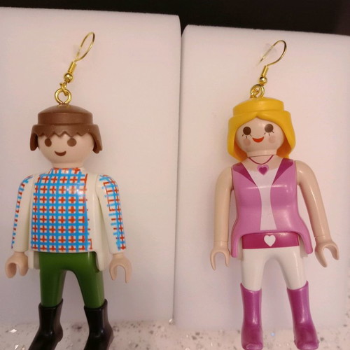 Playmobil earrings!! The Loves!! Hand made!!