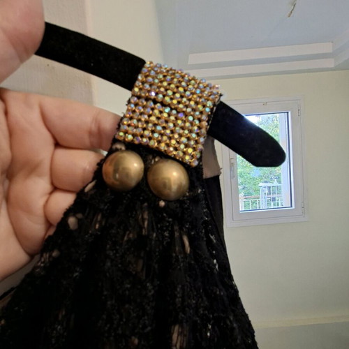 Evening dress like new, one-shoulder, black and beige