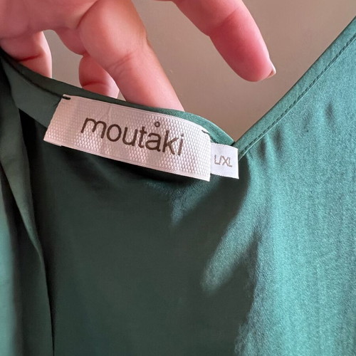 Moutaki satin dress emerald blue like new size XL