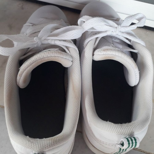 Adidas sneakers used, size 36 with glued sole, white and green