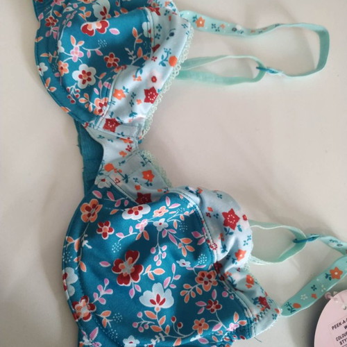 Γυναικείο σουτιέν Noromeo 32B balconette καινούργιο, teal μπλε εκτύπωση