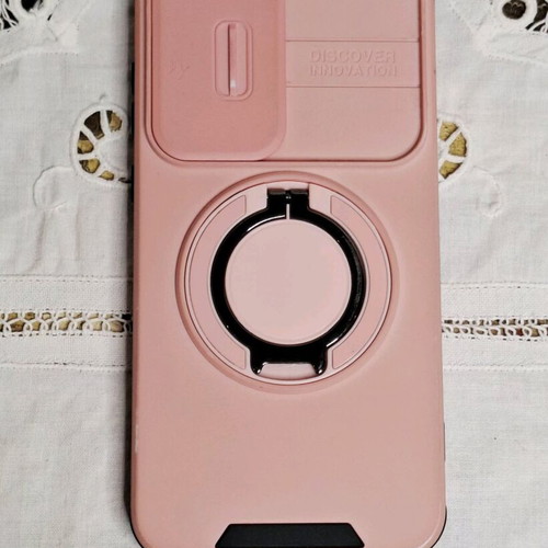 Samsung Galaxy A55 5G pink case used with camera cover