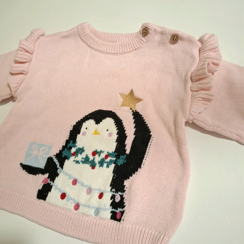 Christmas knitted sweater Mothercare pink, 6–9 months, new