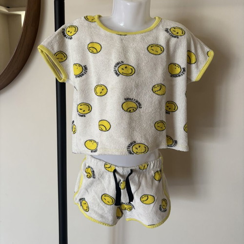 Terry fabric baby set Zara 3 years with smiley design like new