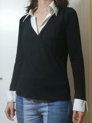 COS elastic black top size S new with shirt collar