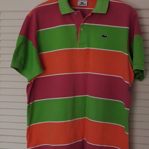 Lacoste striped polo shirt size 6 (L) like new, multicolor