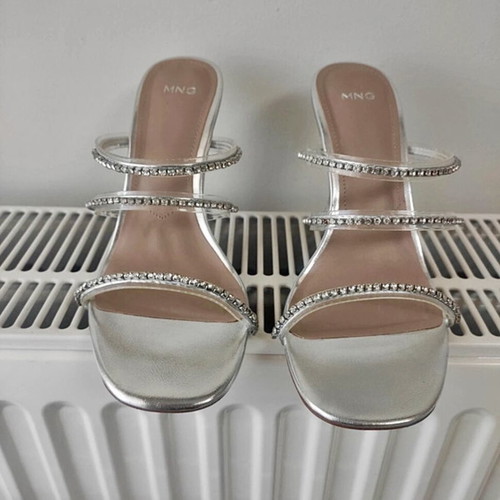Mango sandals new with rhinestone straps and stiletto heel size 37