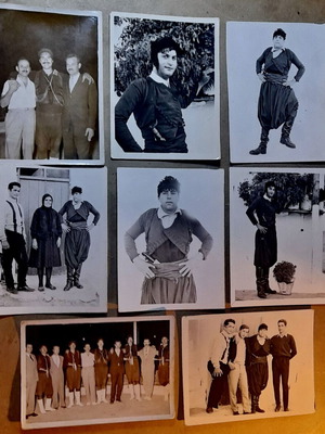 Vintage ασπρόμαυρες φωτογραφίες σετ οκτώ Κρήτη παραδοσιακές ενδυμασίες
