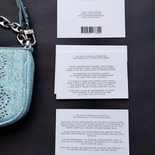 By Far Rachel Mini Bag New Denim Print with BF Logo Studs