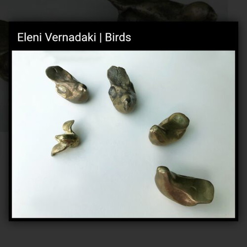 Rare pair of bronze birds by Eleni Vernadaki like new, Athens Design Centre